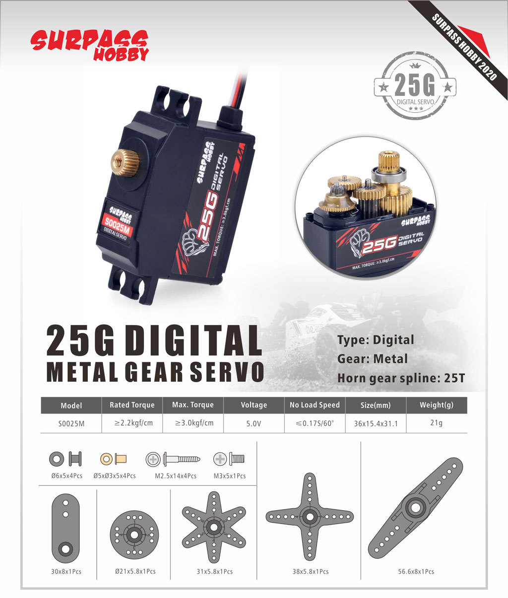 5PCS Surpass Hobby S0025M Meta - Rc Hobby Parts ulasan dan harga