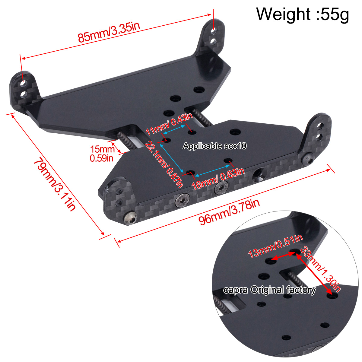 Carbon Fiber Chassis Skid Plat - Rc Hobby Crawler ulasan dan harga